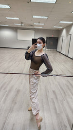 Load image into Gallery viewer, Eileen Sleeve Ballet Leotard - Creme Brulee Navy Mesh
