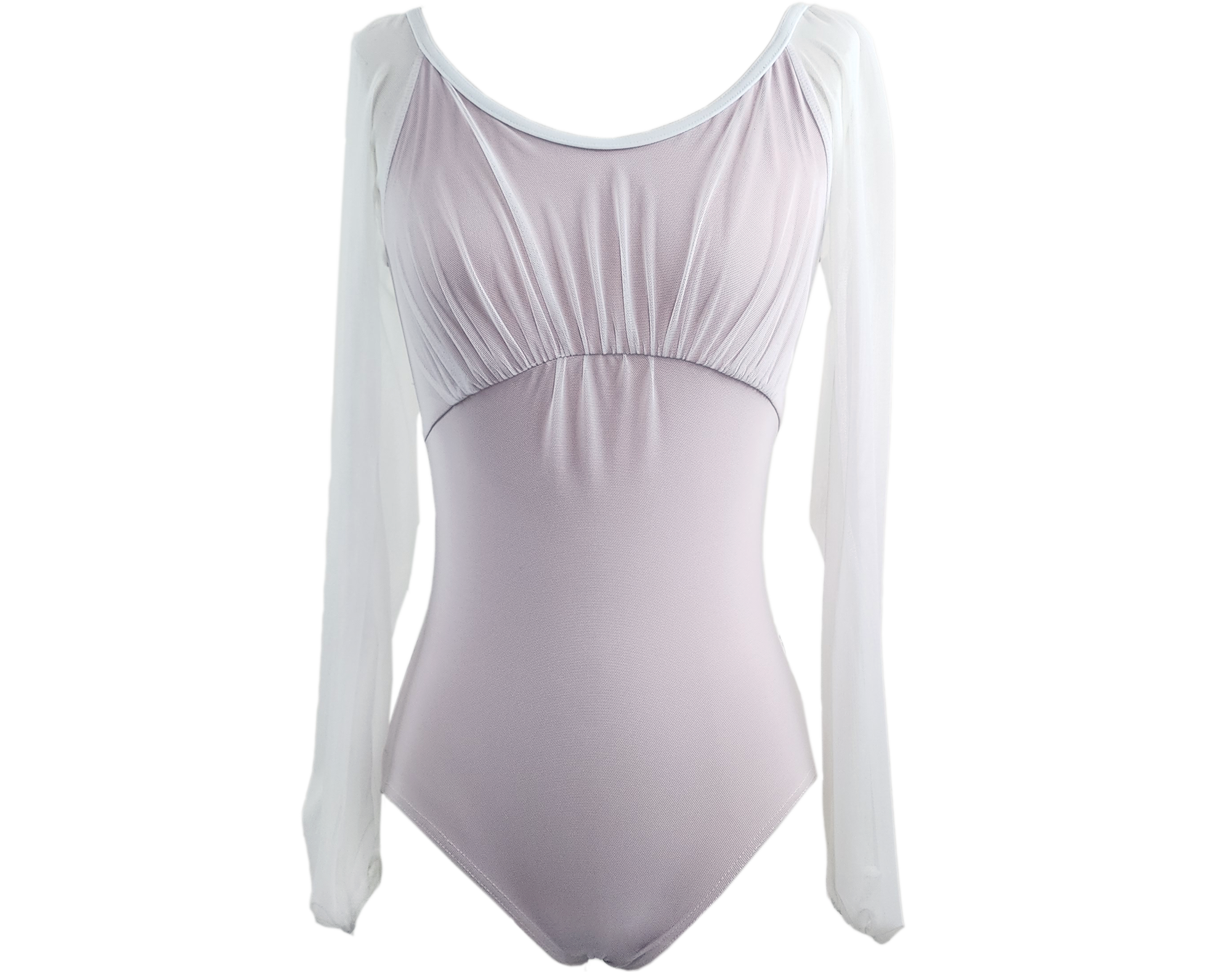 Eileen Sleeve Ballet Leotard - Dusty Pink & White Mesh