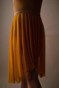 (S) Antoine Hi-Lo Skirt - Mustard Yellow Mesh