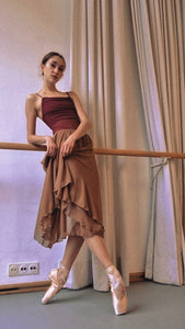 [PS] Michele Mesh Overlay Ballet Leotard - Bordeaux Mesh