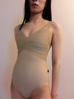 Load image into Gallery viewer, (L) Amie Mesh Overlay Ballet Leotard - Gold Glitter Mesh
