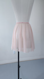 将图片加载到图库查看器，13 英寸莎莉裙 - 浅粉色/裸色网布和淡粉色饰边（S/M）
