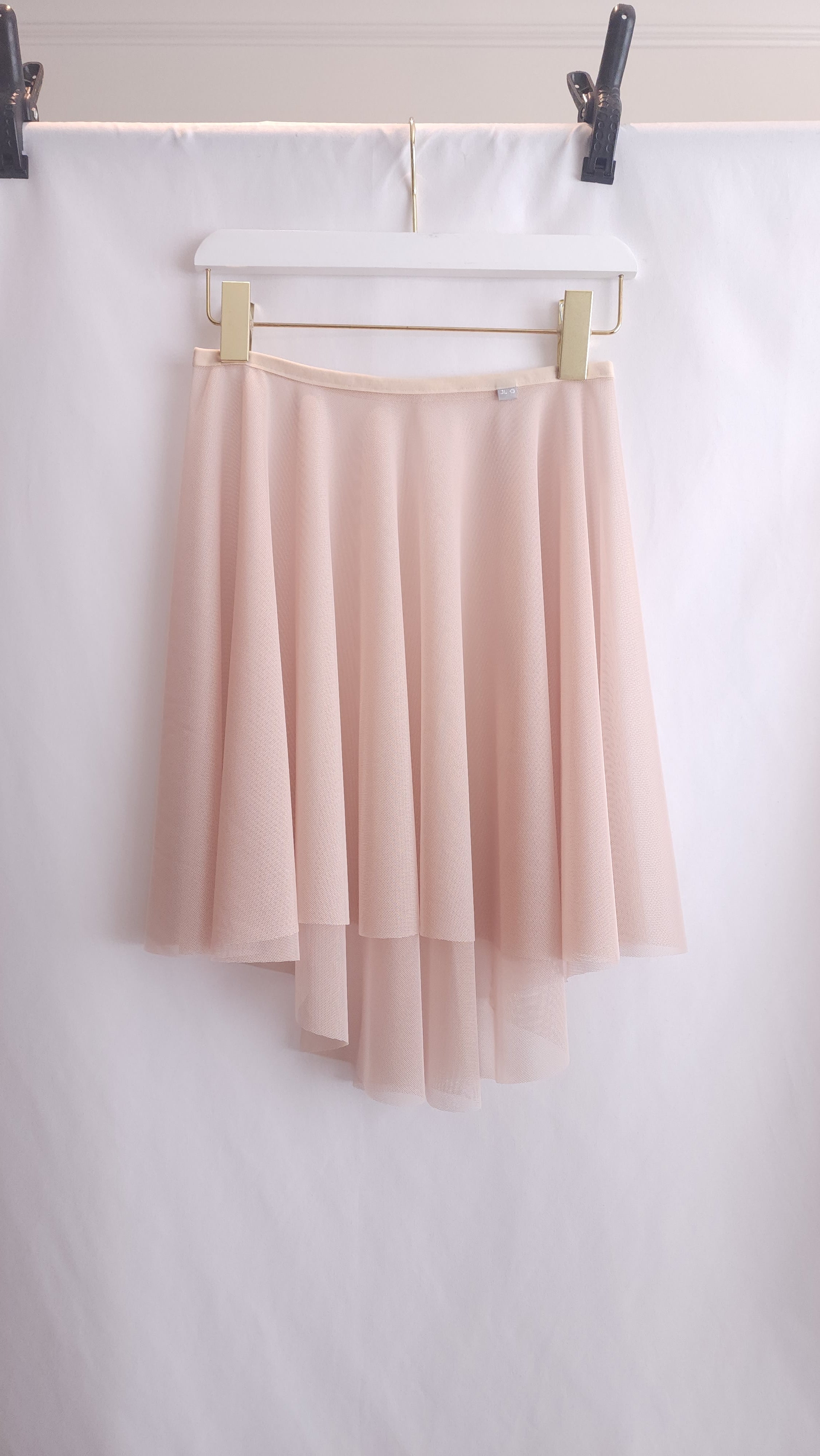 13 英寸莎莉裙 - 浅粉色/裸色网布和淡粉色饰边（S/M）