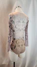 Load image into Gallery viewer, Eve Firebird Print Mesh Sleeve Clasp Ballet Leotard - Ethereal Nude
