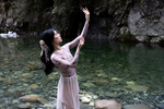Load image into Gallery viewer, Eve Firebird Print Mesh Sleeve Clasp Ballet Leotard - Ethereal Nude
