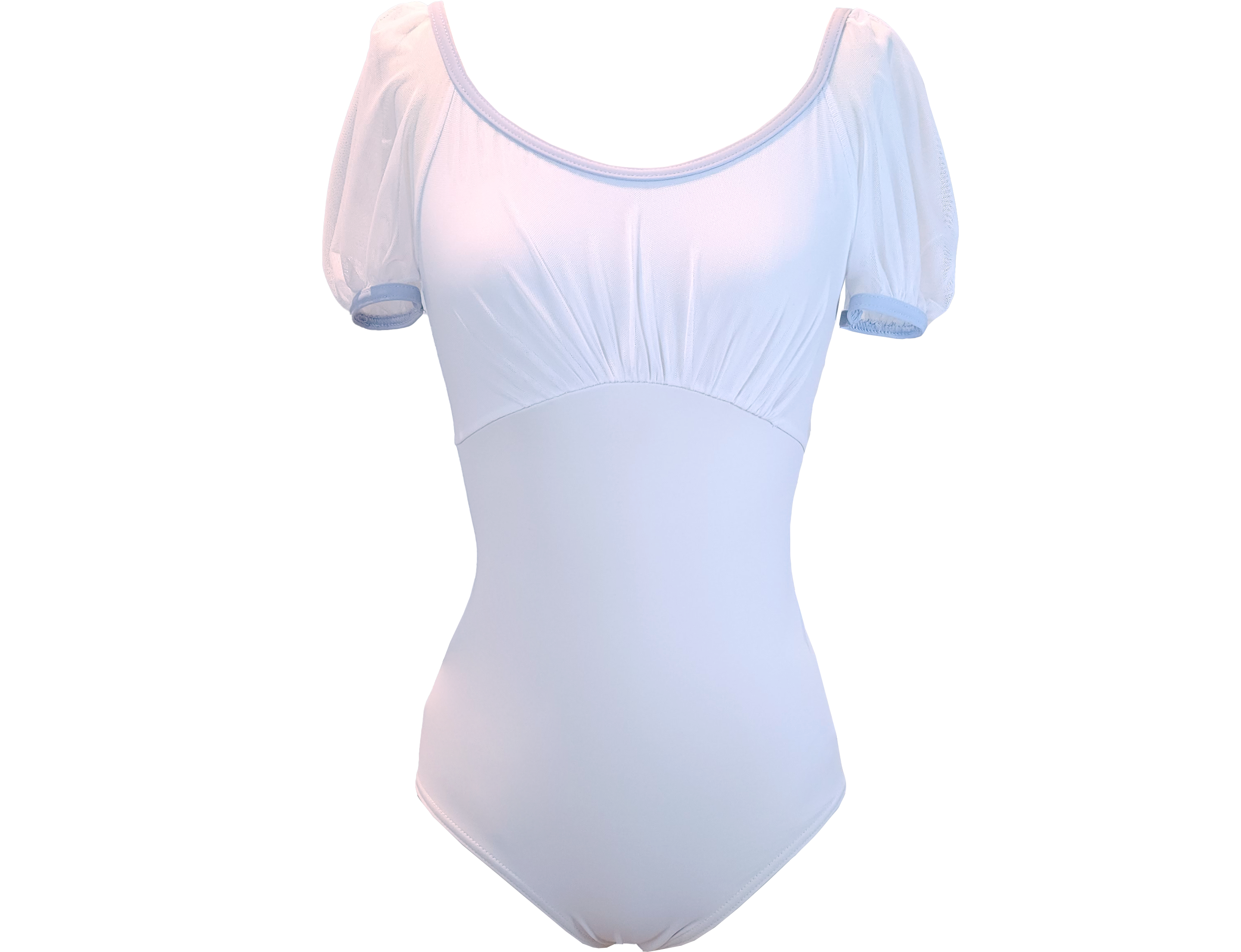 [PS] Eileen Puff Sleeve Ballet Leotard - White & Fairy Cloud Trim