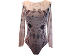 Load image into Gallery viewer, Eve Firebird Print Mesh Sleeve Clasp Ballet Leotard - Clay Red
