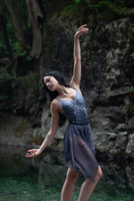 Load image into Gallery viewer, Falling Flowers Print Isabelle Trim Ballet Leotard - Blue
