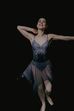 Load image into Gallery viewer, Falling Flowers Print Isabelle Trim Ballet Leotard - Blue
