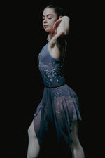 Load image into Gallery viewer, Falling Flowers Print Isabelle Trim Ballet Leotard - Blue
