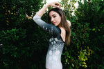 Load image into Gallery viewer, Underwater Flower Ombre Print Kai Half Trim Sleeve Ballet Leotard - Navy/Nude
