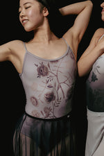 Load image into Gallery viewer, Gray Floral Print Ballet Leotard
