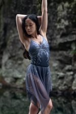 Load image into Gallery viewer, Falling Flowers Print Isabelle Trim Ballet Leotard - Blue
