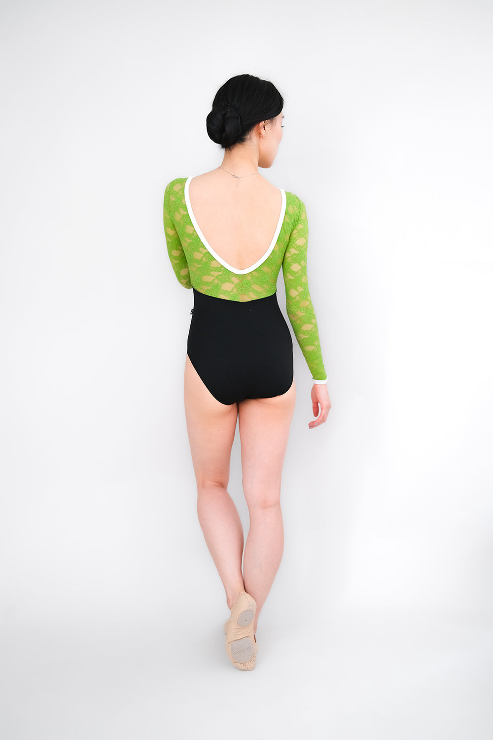 [PS] Audrey Duo Sleeve Ballet Leotard - Black/Green Lace