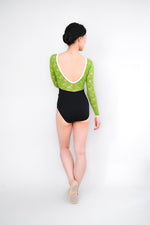将图片加载到图库查看器，[PS] Audrey Duo Sleeve Ballet Leotard - Black/Green Lace
