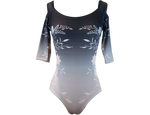 Load image into Gallery viewer, Underwater Flower Ombre Print Kai Half Trim Sleeve Ballet Leotard - Navy/Nude
