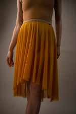 Load image into Gallery viewer, Antoine Hi-Lo Skirt - Mustard Yellow Mesh
