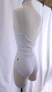 Ji Hye Lace Overlay Ballet Leotard - White, White Lace