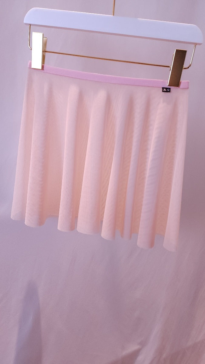 13" Sally Skirt - Light Pink/Nude Mesh & Baby Pink Trim (S/M)